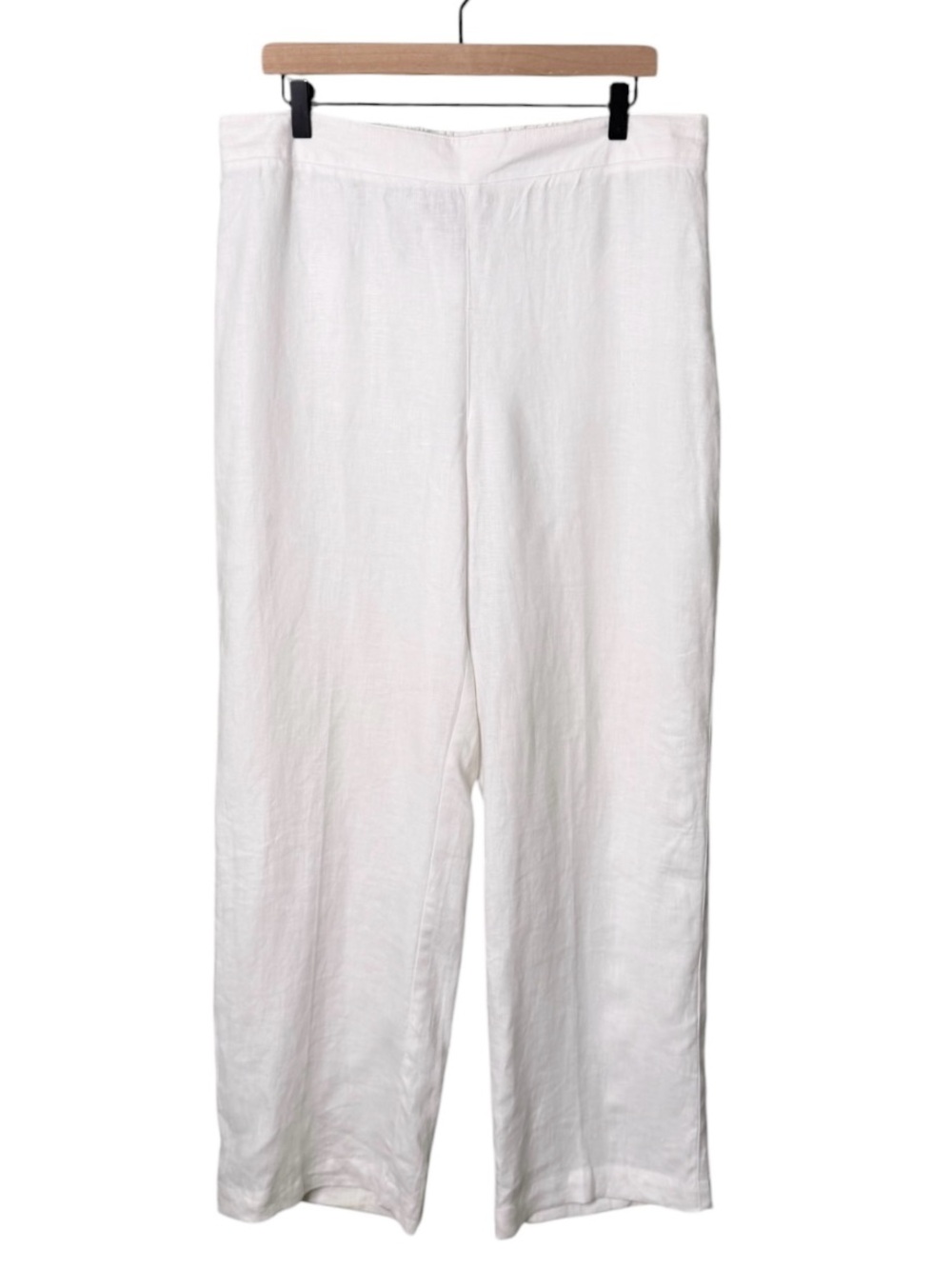 Chico’s 100% Linen Wide Leg Straight Leg Pull On Pants White‎ Size Large 12